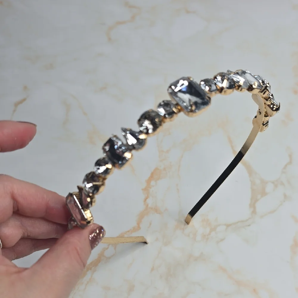 Clear Stone Metal Headban Elegant Gold and Silver Headband New